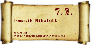 Tomcsik Nikolett névjegykártya